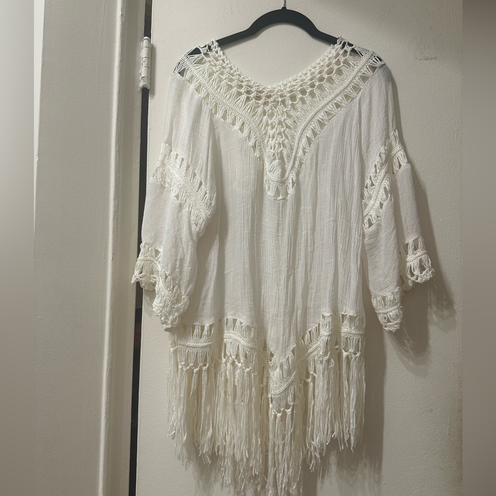 Bohemian Crochet Fringe Cover Up